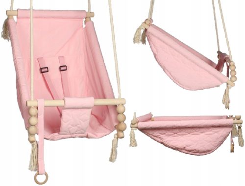 3u1 Dječja ljuljačka Kolijevka VELVET Pink KIDABOO prošivena CE PAS