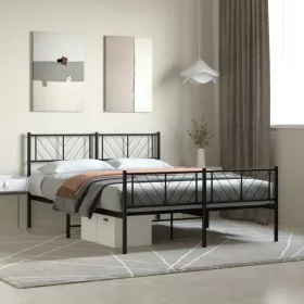  Moderni crni metalni krevet s uzglavljem i uznožjem 140x200 cm za udoban san Ovaj moderni crni metalni krevet s uzglavljem i uznožjem dimenzija 140x200 cm savrš