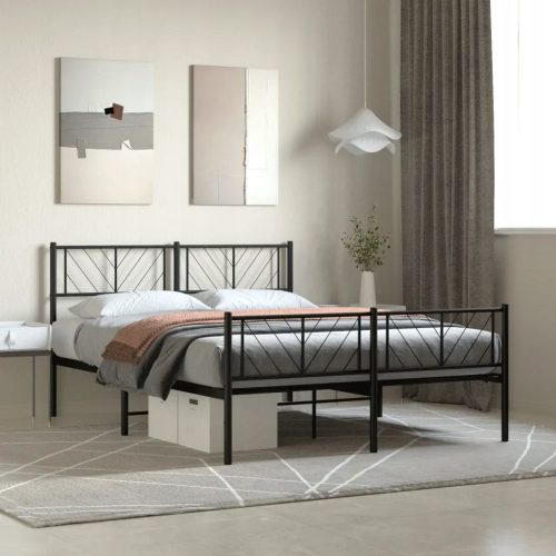 Moderni crni metalni krevet s uzglavljem i uznožjem 140x200 cm za udoban san Ovaj moderni crni metalni krevet s uzglavljem i uznožjem dimenzija 140x200 cm savrš