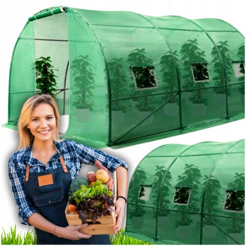 Vrtovi plastenik - Folijski tunel veličine 13,5 m² 450 x 300 cm zelene boje