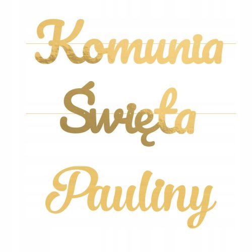 Zlatni veliki baner za Prvu pričest s imenom, personalizirani ukras