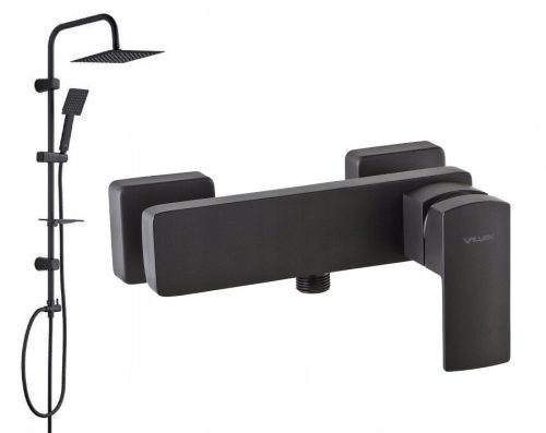 Valvex ENZO BLACK crna tuš slavina + Laveo Drop nadgradna tuš garnitura