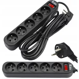 Smartled strip produžni kabel 5 m, 5 kom utičnica, crni