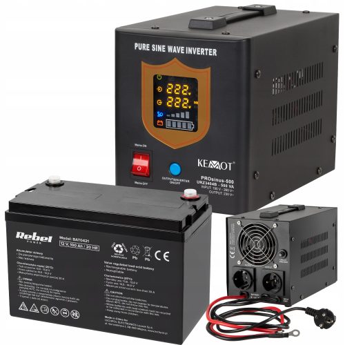 Kemot PROsinus 500 UPS - Hitno Napajanje s Baterijom Rebel 12V 100Ah