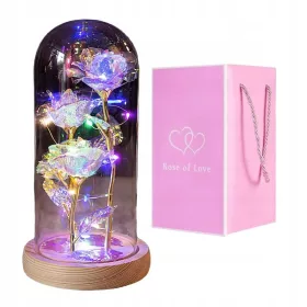   Ruža Vječna u Čaši sa LED Svjetlima, Romantičan Poklon za Valentinovo + Elegantno Pakiranje