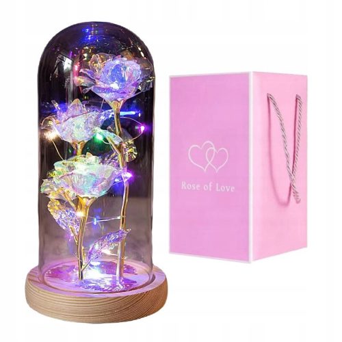 Ruža Vječna u Čaši sa LED Svjetlima, Romantičan Poklon za Valentinovo + Elegantno Pakiranje