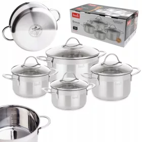   Berretti Breva set posuda, nehrđajući čelik, 8 kom. + KoKo krpa od mikrovlakana (mikrofibra) u pakiranju od 1 kom, roza