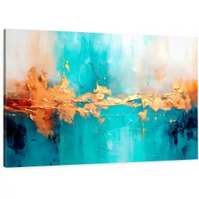   Abstract Gold Blue Canvas Painting for Hallway and Living Room 120x80