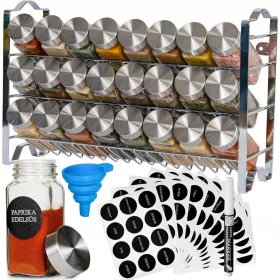   POSUDE ZA ZAČINE ORGANIZATOR POLICA JAR 24 KOM 120 ML + PRIBOR