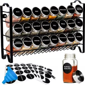   POSUDE ZA ZAČINE ORGANIZATOR POLICA JAR 24 KOM 120ML CRNI + DODATNA OPREMA