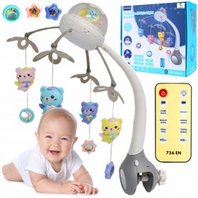    VRTULJAK ZA KREVETIĆ, GLAZBENA KUTIJA, PROJEKTOR, LAMPA, F. Mute, daljinski upravljač na baterije.