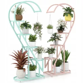   Stalak za cvijeće u obliku srca 5 etaža od metala 148 cm crni