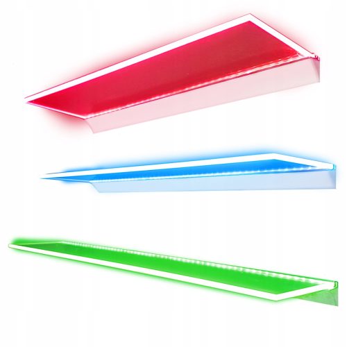 LED staklena polica s RGB osvjetljenjem 130x15x0,6 cm