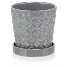    Polnix saksija 15 cm x 15 x 15 cm promjer 15 cm keramika tamno siva, nijanse sive i srebrne