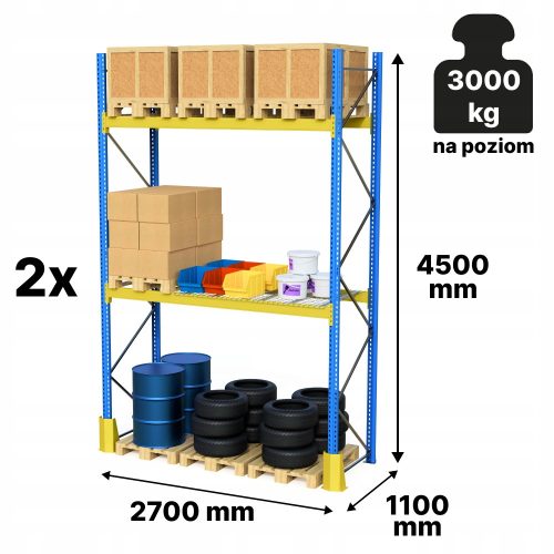 Metalni regal za skladište Jungheinrich H-4,5 m 3000 kg 18 paleta