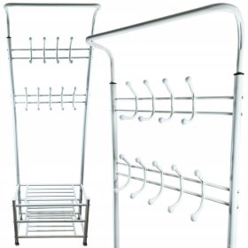   Stalni bijeli stalni stalak za odjeću sa 3 police za cipele i visilice do 5 kg, modernog dizajna za dom i ured
