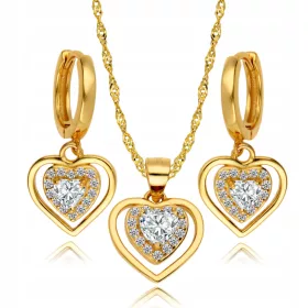 Zlatni Set Dijamantnih Srca 925