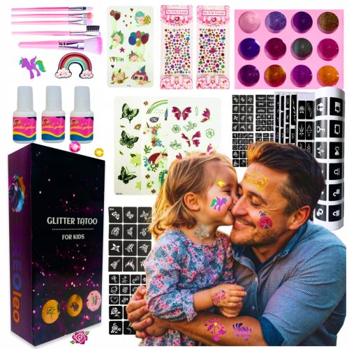 LUMINOUS TATTOO SET WITH STENCILS, GLOWING TATTOOS, LARGE DIY