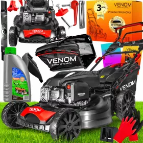   Benzinska, dizel kosilica - Venom benzinska kosilica s košarom, zapremine 223 cm³. košara 62 l, širina reza 56 cm + 2 ostala proizvoda
