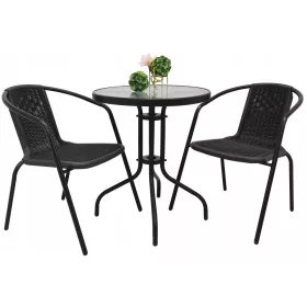   Set vrtnog namještaja - Garnitura vrtnog namještaja Contrast metal BERGOMO crna, 3 komada.