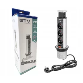  GTV produžni kabel 1,5 m, 3 kom srebrne utičnice