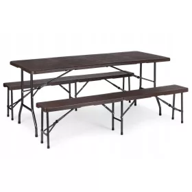   Set vrtnog namještaja - Garnitura vrtnog namještaja Modern Home, plastična, klasična smeđa, 3 komada.