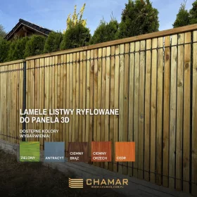   Drvena ograda CHAMAR raspona 250 x 140 cm za estetski izgled vašeg dvorišta. Ograda je izrađena od visokokvalitetnog drveta s 3D oblogom za dodatnu čvrstoću i privlačan izgled. Paket uključuje 48 vert