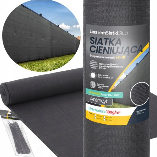 Mreža za sjenčanje Linarem SiatkiSieci 95% 1,8 m x 25 m antracit