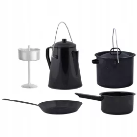    Esschert Design posuđe za kampiranje, 4 komada, crno, FF215