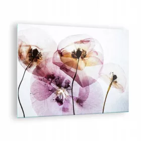   Slikovna dekoracija na staklu za dnevni boravak i spavaću sobu s cvjetnim motivom, dimenzija 70x50 cm, idealna za unikatnu dekoraciju zidova. Ukrašena cvjetnim uzorkom, ova moderna slika na staklu dod