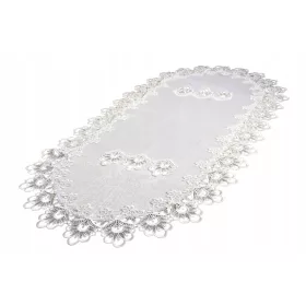Bijeli ovalni stolni stalak 60x120 cm s čipkom