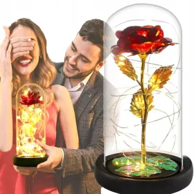 ELEGANTNA LED RUŽA U STAKLU SA SVJETLEĆIM EFEKTOM
