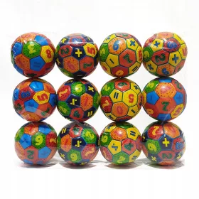    12x PJENASTA LOPTA MATEMATIKA U BOJI ANTISTRES IGRAČKA LAGANA MEKA 6,5 cm