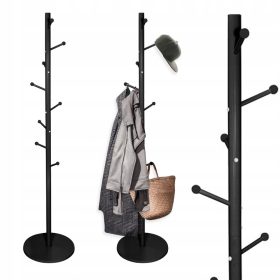 Stabilna podna vješalica za odjeću, crna, metalna kontrast