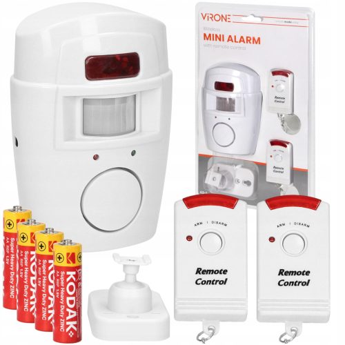 Virone AS-1 bežični alarm bijeli sa 2 daljinska upravljača + 4× Kodak AA cink-ugljična baterija (R6) 1 kom.
