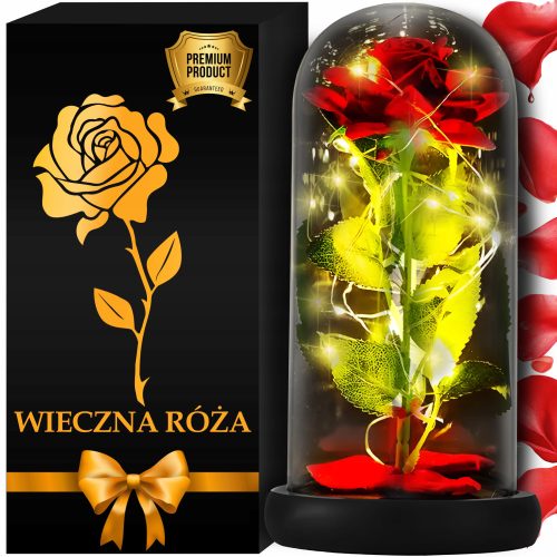 VJEČNA RUŽA U STAKLU LED SVJETLEĆA POKLON KUTIJA ZA VALENTINOVO I DAN ŽENA