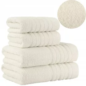   DORA luksuzni set 4 pamučna ručnika (2x 50x90cm + 2x 70x140cm) krem