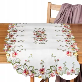   Bijeli Stolni Stalak s Ružičastim Cvjetnim Motivima 60x120 cm