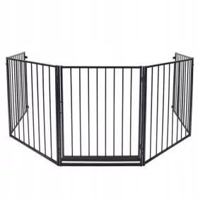 Crna Pregrada za Kamin s Vratima za Igralište, 305 cm