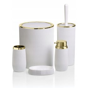   Okyanus set od 5 kupaonskih dodataka, bijela, nijanse žute i zlatne