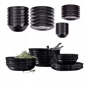 IKEA NATBARB Set tanjura i zdjela, crni, 24 kom