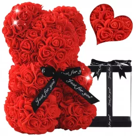   Medvjed s ružama Poklon za Valentinovo Dan žena 25cm + MEDVJED S RUŽAMA UKRASNA TEDDI KUTIJA