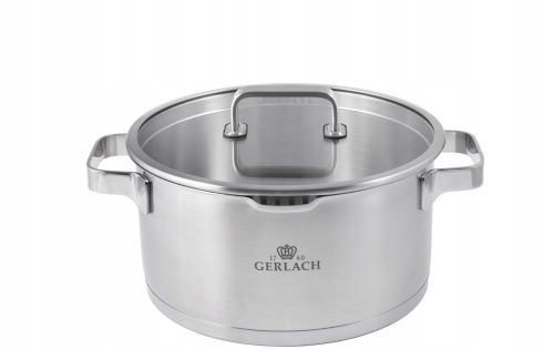 Garnek Gerlach Prestige Plus 24 cm 4,5L Indukcija Čelik 18/10 Poklopac sa Cedilom