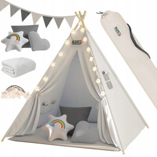 Dječji Wigwam za igru Spielwerk® | Tipi šator 120x120x160cm s jastucima i matom