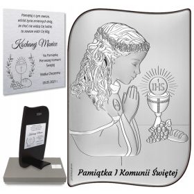   Suvenir Prve Svete Pričesti Srebrni Obraz za Djevojčicu + Besplatni Grawer