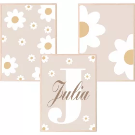 Set od 3 A3 postera BOHO Daisies Baby name Razne boje HIT
