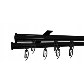   Dvostruka stropna garnišna, CRNA, karniše, aluminijska stropna šipka, 420 cm