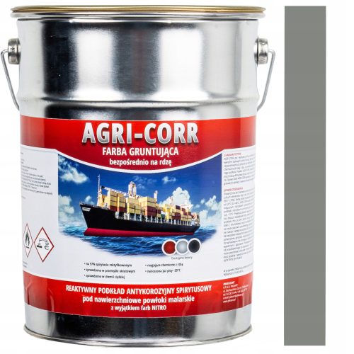 Antikorozivna siva brodska boja za hrđu Agri-Corr, 5 litara