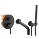 Rea jednoručna zidna slavina za kadu LUNGO BLACK PODŽBURNI BATH SET crna