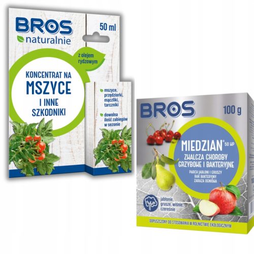 Sredstvo protiv štetnika "Bros Naturalno" 50 ml i fungicid "Miedzian 50 WP" 100 g